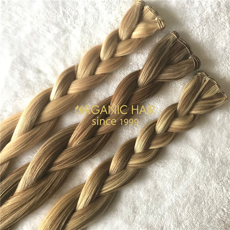 Hand tied wefts hair extensions blonde color and piano color X203